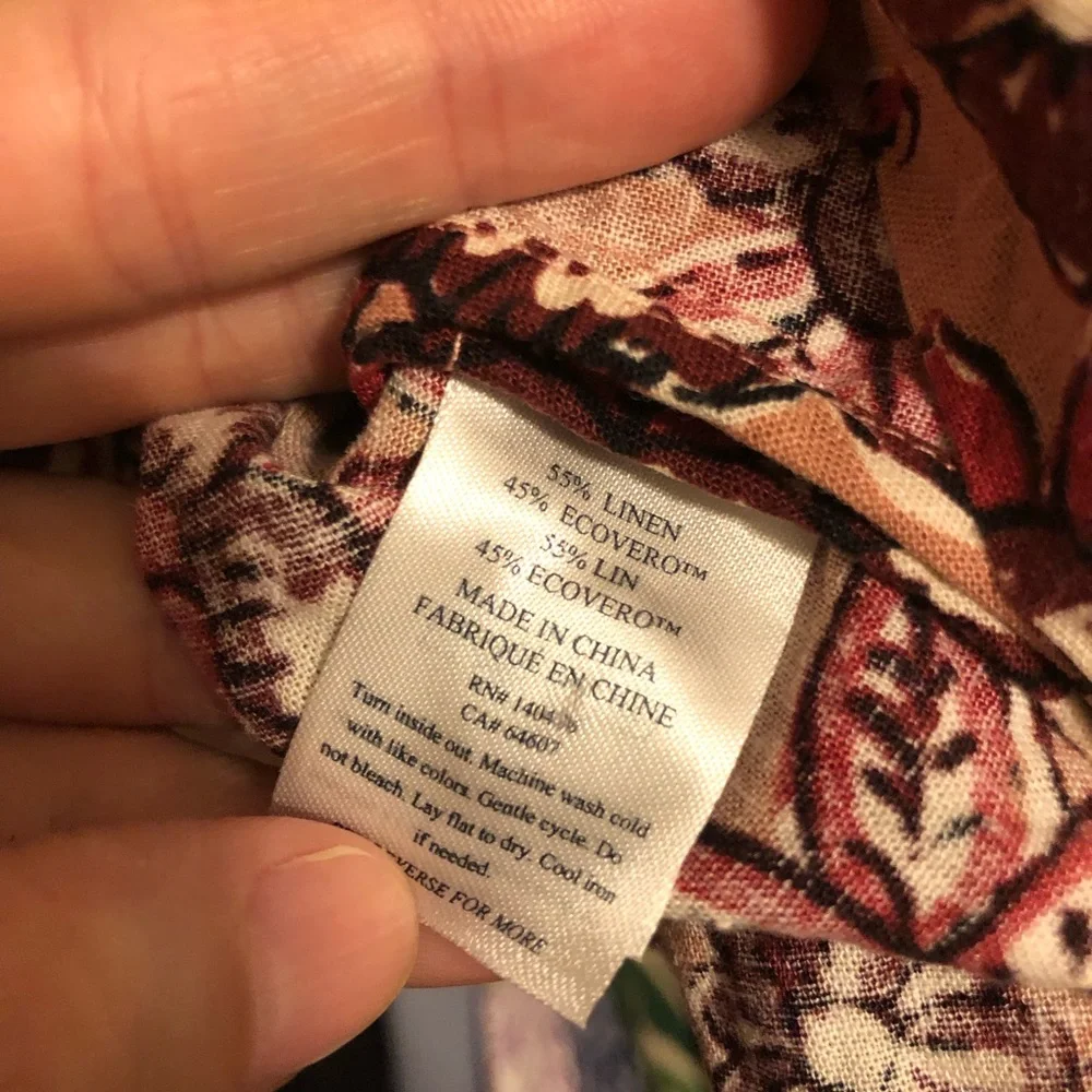 Faherty Pacifica Floral linen blend Tank Top preowned medium - Picture 3 of 4